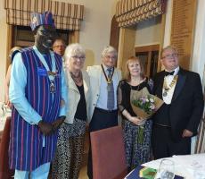 Photo: L to R: Rotary District Governor, Olatunji Olaleye, Marie-Claude, Jacque Marty, President of Villeneuve-sur-Lot Rotary, Helen Ollerton, Storrington and Pulborough District Rotary President John Ollerton.